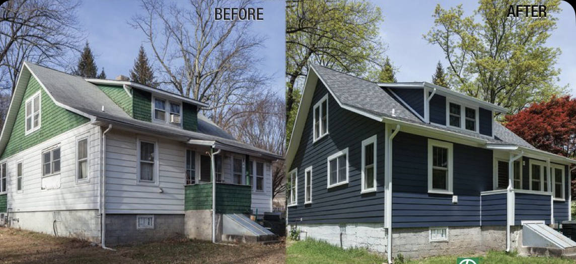Before and after Hardie siding